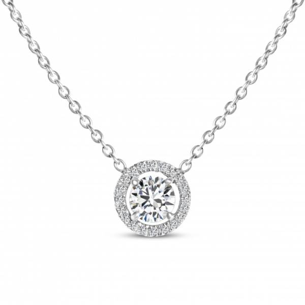 Collier Pendentif Diamant Romantica entouré