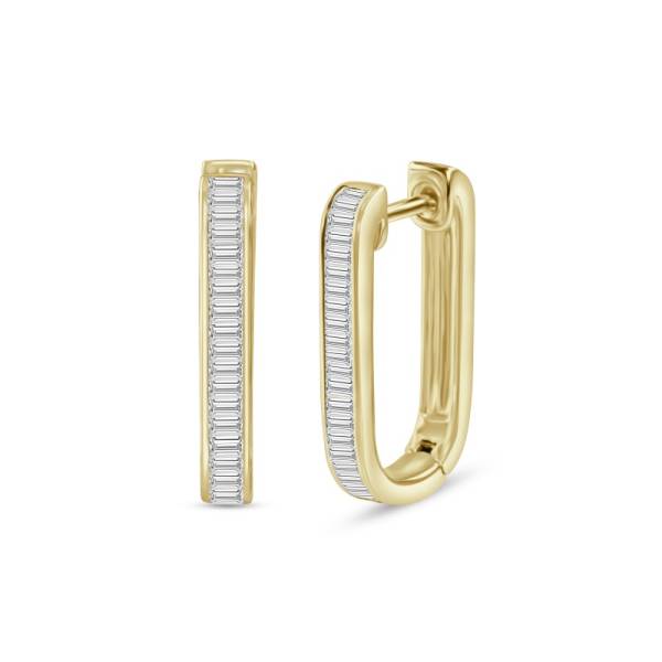 Boucles D'oreilles Créoles Diamant Baguette