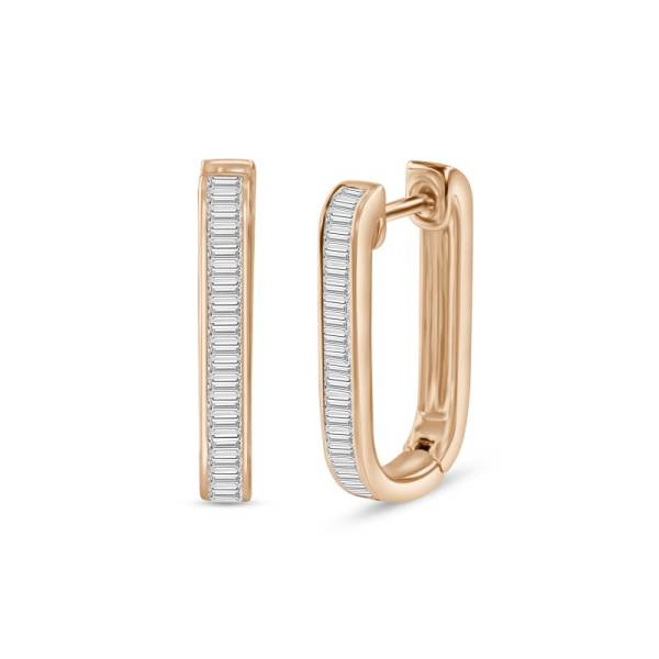 Boucles D'oreilles Créoles Diamant Baguette