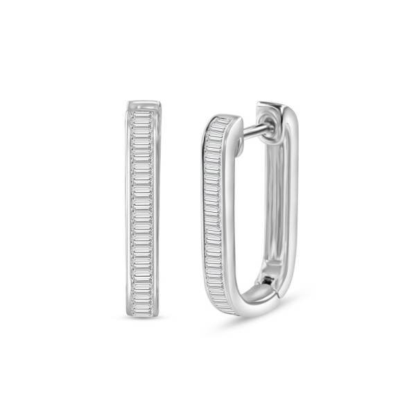 Boucles D'oreilles Créoles Diamant Baguette